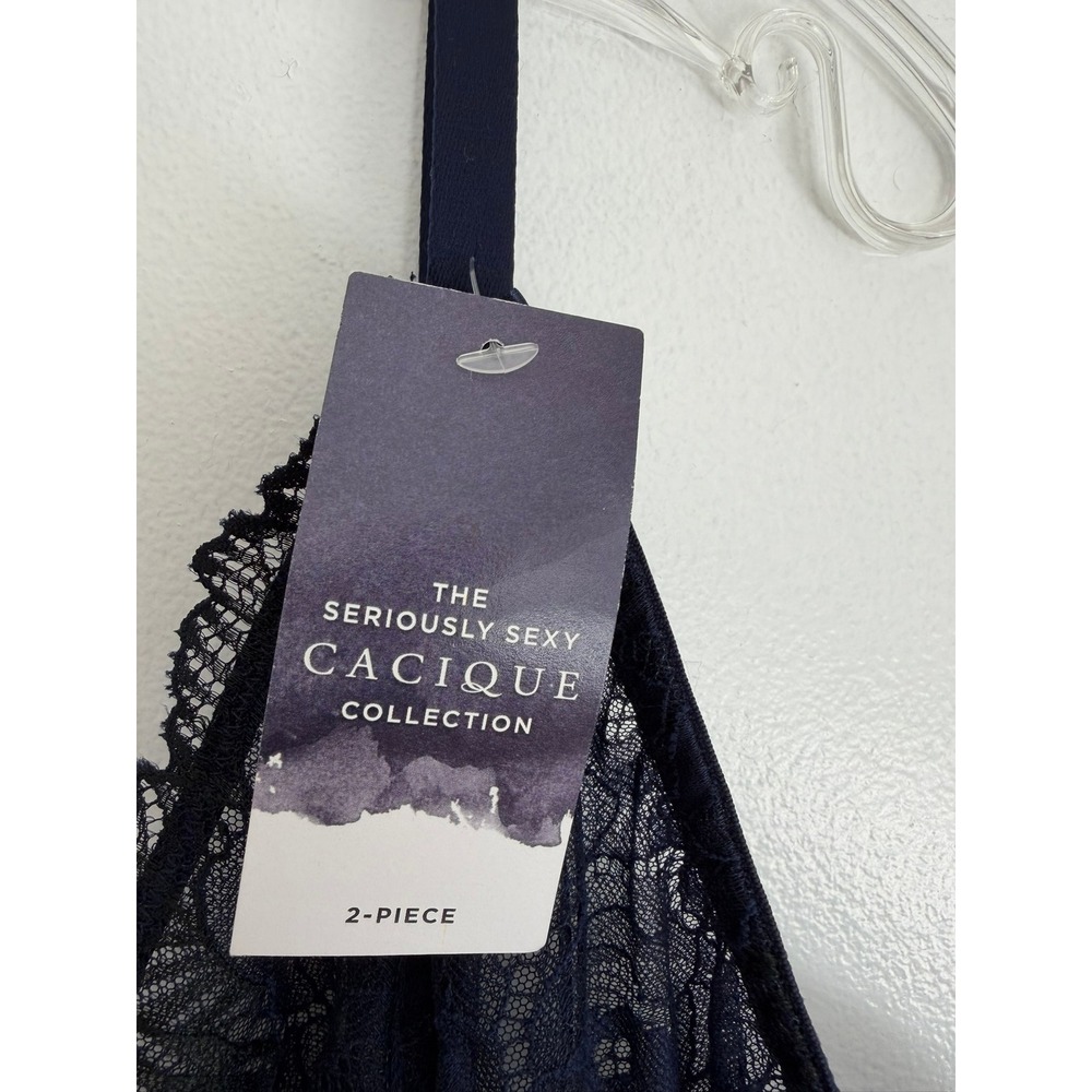Cacique Seriously Sexy Sheer Mesh Lace Babydoll Top 22/24 Navy Blue NWT 1140884 - Picture 2 of 13